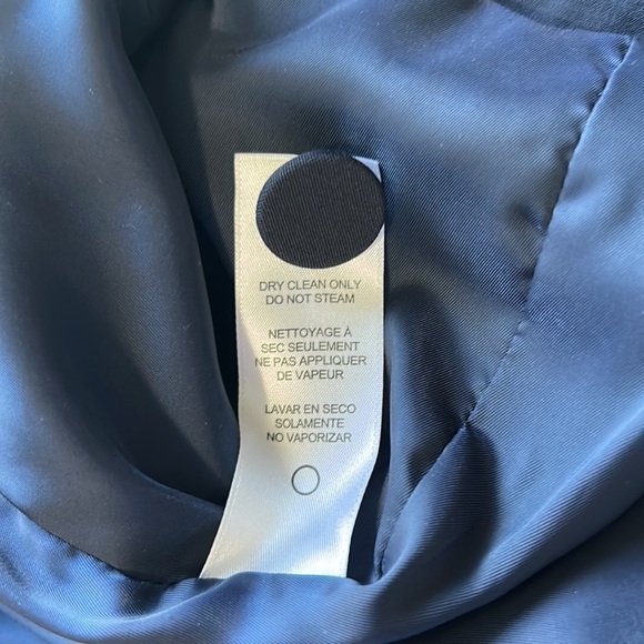 Frame Denim Piped Cropped Double Breasted Blazer Slit Cuff Navy Blue Sz 8 - Picture 14 of 16